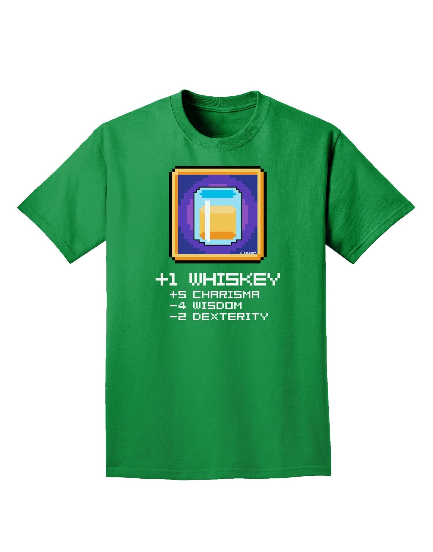 Pixel Whiskey Item Adult Dark T-Shirt-Mens T-Shirt-TooLoud-Kelly-Green-Small-Davson Sales