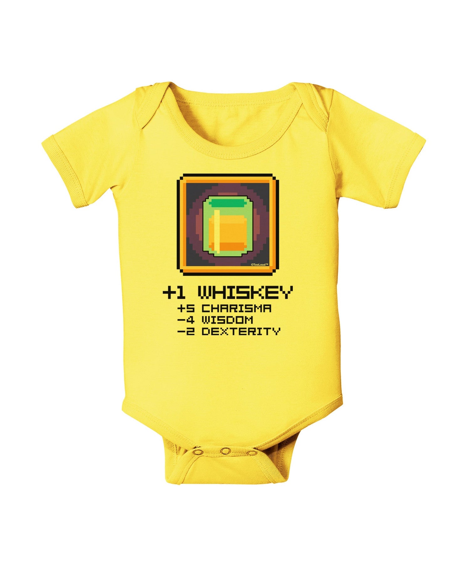 Pixel Whiskey Item Baby Romper Bodysuit-Baby Romper-TooLoud-Yellow-06-Months-Davson Sales