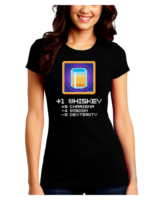 Pixel Whiskey Item Juniors Petite Crew Dark T-Shirt-T-Shirts Juniors Tops-TooLoud-Black-Juniors Fitted Small-Davson Sales