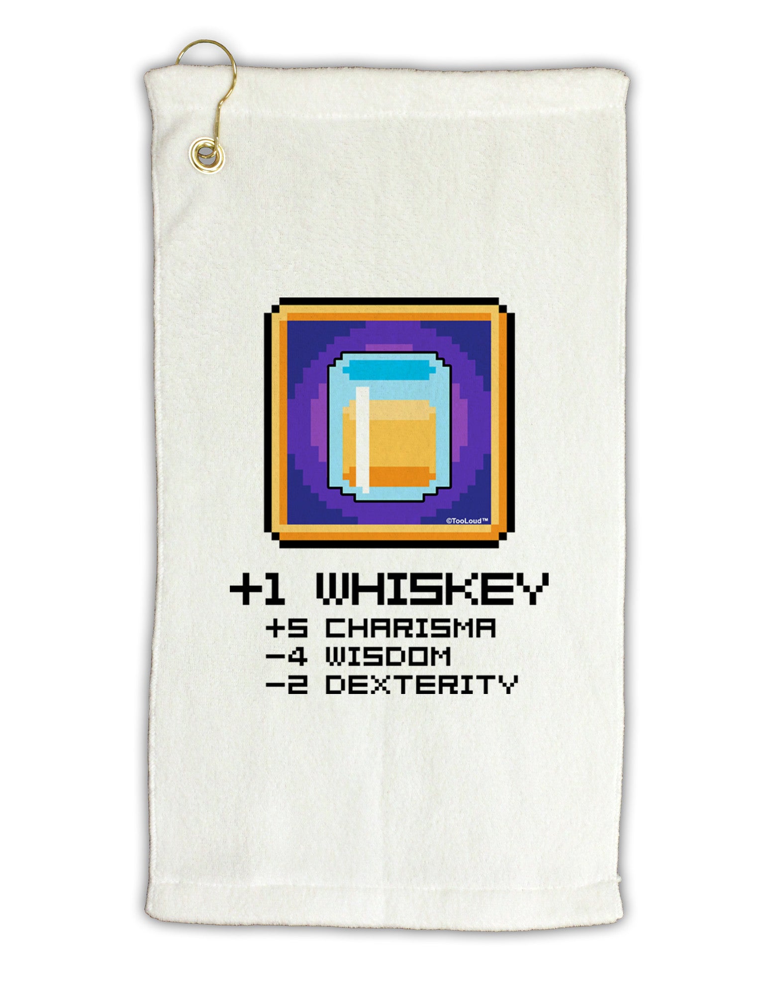 Pixel Whiskey Item Micro Terry Gromet Golf Towel 11"x19-Golf Towel-TooLoud-White-Davson Sales