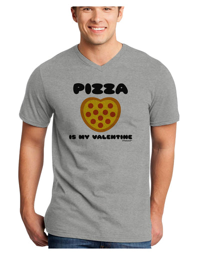 Pizza Is My Valentine Adult V-Neck T-shirt by TooLoud-Mens V-Neck T-Shirt-TooLoud-HeatherGray-Small-Davson Sales