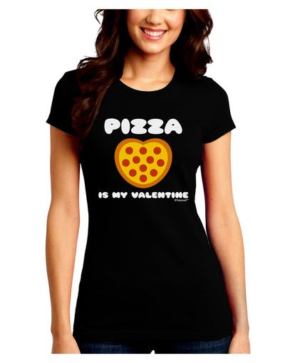 Pizza Is My Valentine Juniors Crew Dark T-Shirt by TooLoud-T-Shirts Juniors Tops-TooLoud-Black-Juniors Fitted Small-Davson Sales