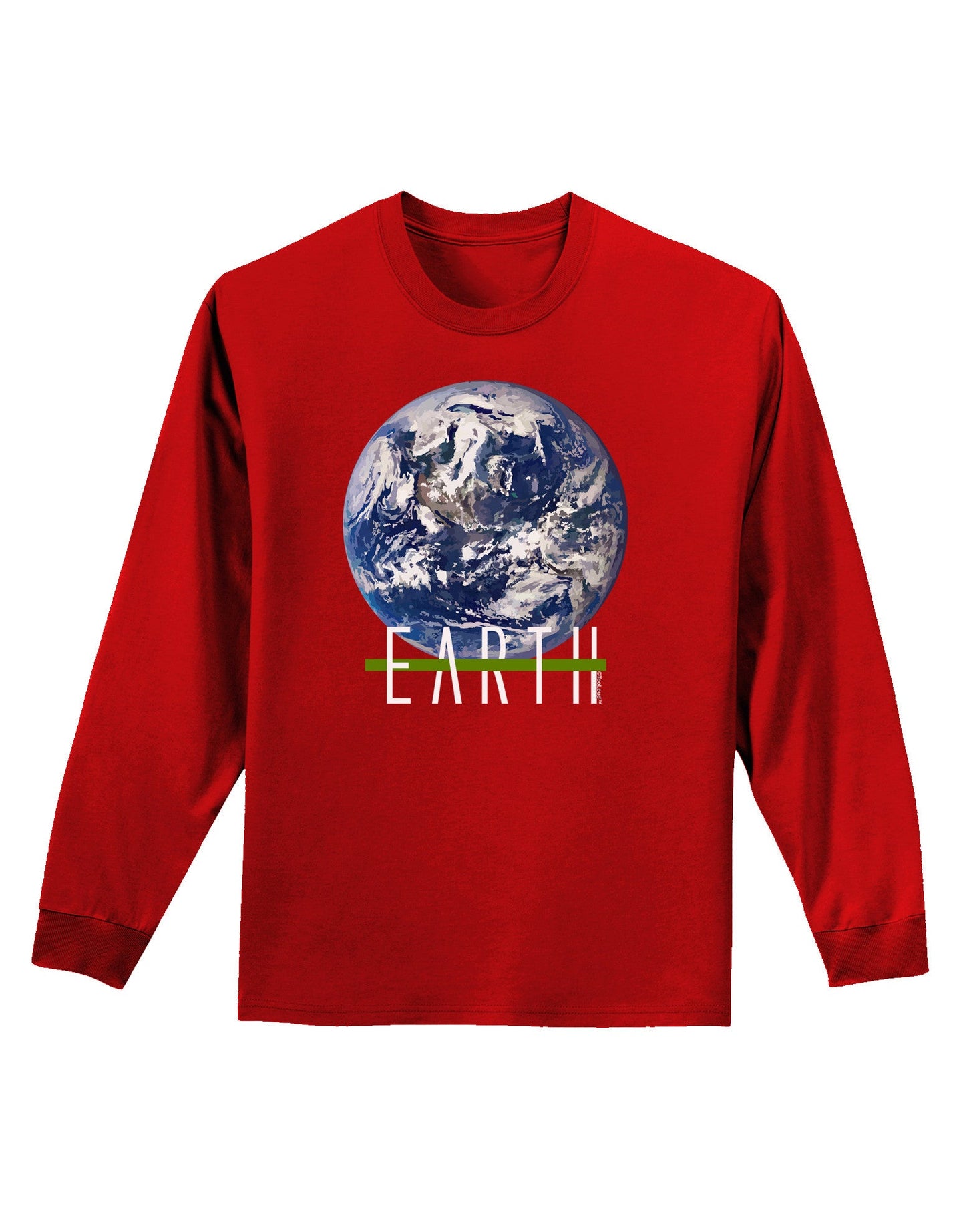 Planet Earth Text Adult Long Sleeve Dark T-Shirt-TooLoud-Red-Small-Davson Sales