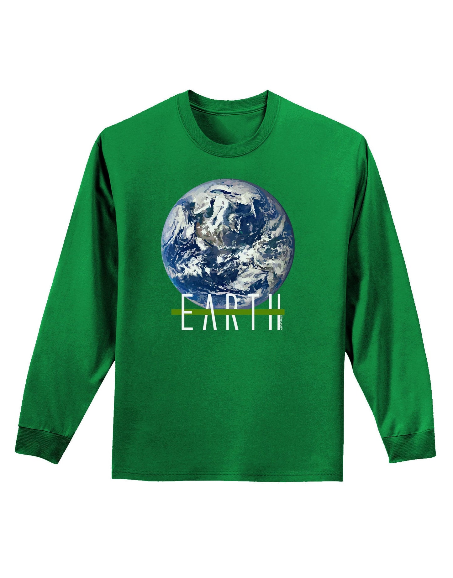 Planet Earth Text Adult Long Sleeve Dark T-Shirt-TooLoud-Kelly-Green-Small-Davson Sales