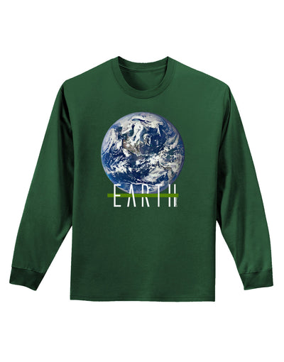 Planet Earth Text Adult Long Sleeve Dark T-Shirt