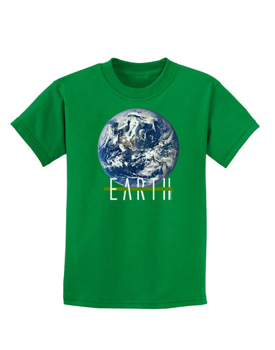 Planet Earth Text Childrens Dark T-Shirt-Childrens T-Shirt-TooLoud-Kelly-Green-X-Small-Davson Sales