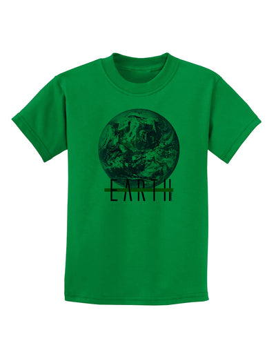Planet Earth Text Childrens T-Shirt-Childrens T-Shirt-TooLoud-Kelly-Green-X-Small-Davson Sales