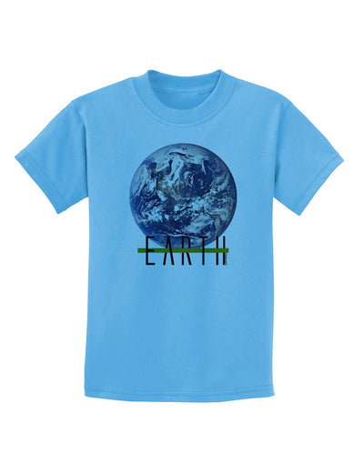 Planet Earth Text Childrens T-Shirt-Childrens T-Shirt-TooLoud-Aquatic-Blue-X-Small-Davson Sales