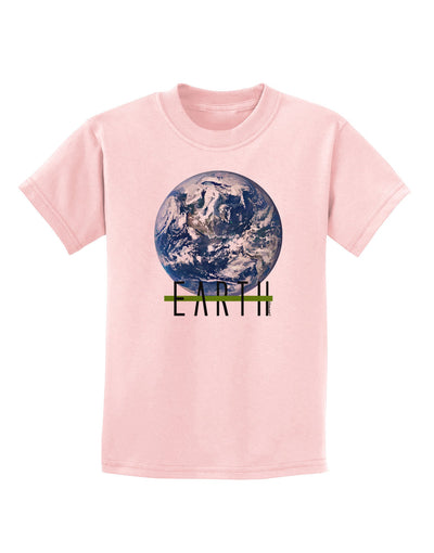 Planet Earth Text Childrens T-Shirt-Childrens T-Shirt-TooLoud-PalePink-X-Small-Davson Sales