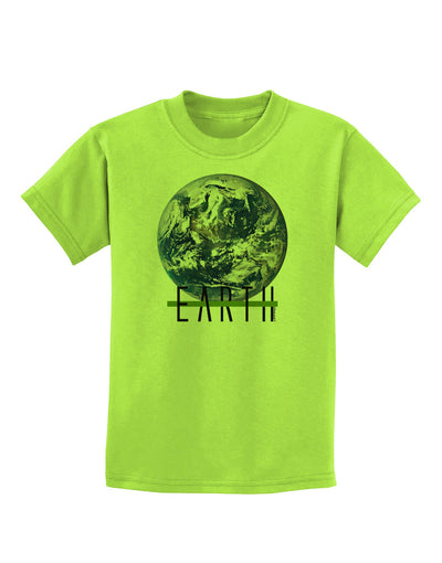 Planet Earth Text Childrens T-Shirt-Childrens T-Shirt-TooLoud-Lime-Green-X-Small-Davson Sales