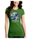 Planet Earth Text Juniors Petite Crew Dark T-Shirt-T-Shirts Juniors Tops-TooLoud-Kiwi-Green-Juniors Fitted Small-Davson Sales