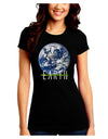Planet Earth Text Juniors Petite Crew Dark T-Shirt-T-Shirts Juniors Tops-TooLoud-Black-Juniors Fitted Small-Davson Sales