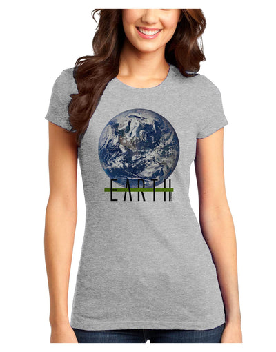 Planet Earth Text Juniors Petite T-Shirt-T-Shirts Juniors Tops-TooLoud-Ash-Gray-Juniors Fitted X-Small-Davson Sales