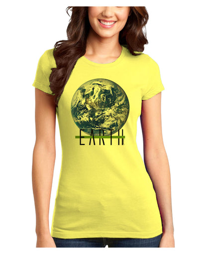 Planet Earth Text Juniors Petite T-Shirt-T-Shirts Juniors Tops-TooLoud-Yellow-Juniors Fitted X-Small-Davson Sales