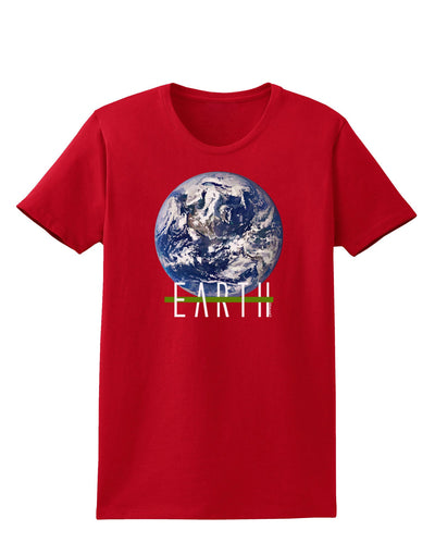 Planet Earth Text Womens Dark T-Shirt-TooLoud-Red-X-Small-Davson Sales