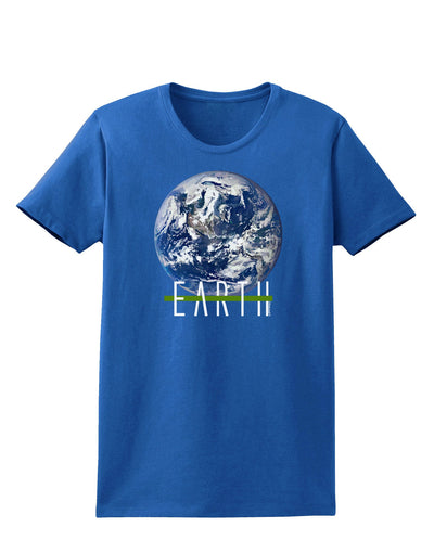 Planet Earth Text Womens Dark T-Shirt-TooLoud-Royal-Blue-X-Small-Davson Sales