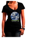Planet Earth Text Womens V-Neck Dark T-Shirt-Womens V-Neck T-Shirts-TooLoud-Black-Juniors Fitted Small-Davson Sales