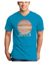 Planet Jupiter Earth Text Adult Dark V-Neck T-Shirt