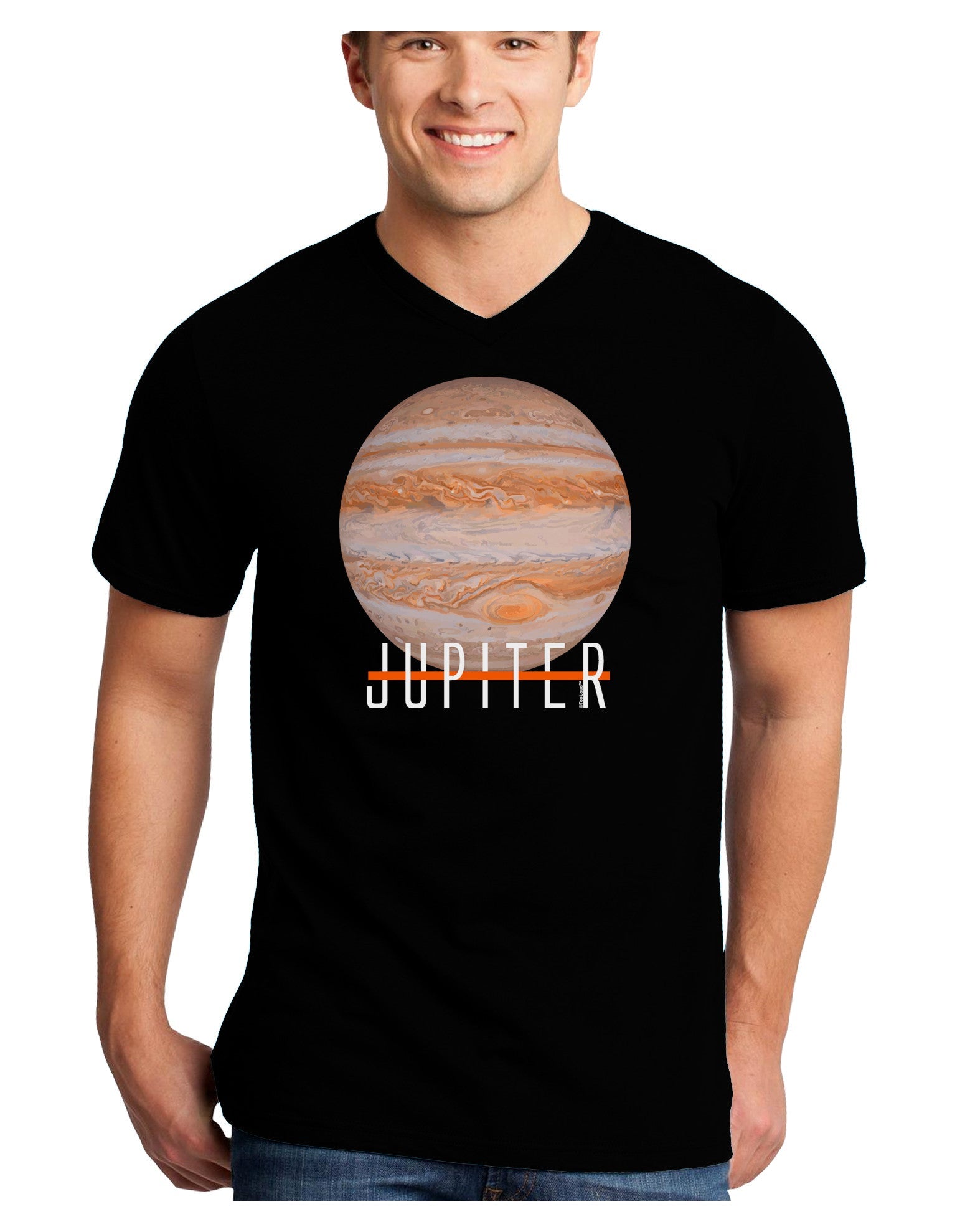 Planet Jupiter Earth Text Adult Dark V-Neck T-Shirt-TooLoud-Black-Small-Davson Sales