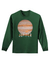 Planet Jupiter Earth Text Adult Long Sleeve Dark T-Shirt-TooLoud-Dark-Green-Small-Davson Sales