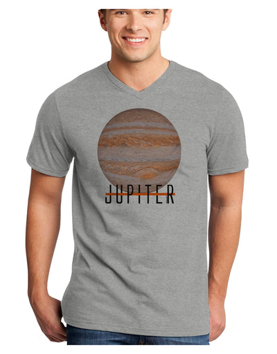 Planet Jupiter Earth Text Adult V-Neck T-shirt-Mens V-Neck T-Shirt-TooLoud-HeatherGray-Small-Davson Sales