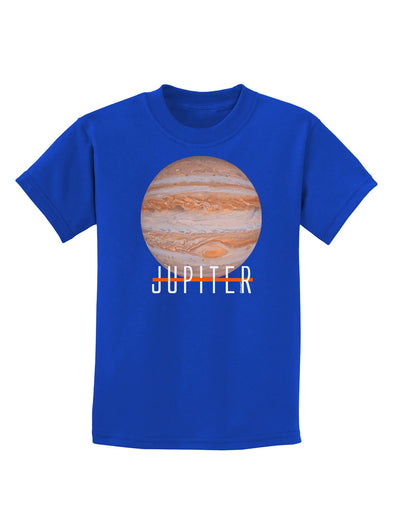 Planet Jupiter Earth Text Childrens Dark T-Shirt-Childrens T-Shirt-TooLoud-Royal-Blue-X-Small-Davson Sales