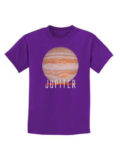 Planet Jupiter Earth Text Childrens Dark T-Shirt-Childrens T-Shirt-TooLoud-Purple-X-Small-Davson Sales