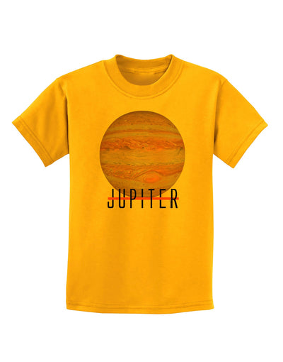Planet Jupiter Earth Text Childrens T-Shirt-Childrens T-Shirt-TooLoud-Gold-X-Small-Davson Sales