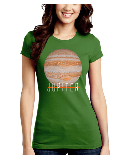 Planet Jupiter Earth Text Juniors Petite Crew Dark T-Shirt-T-Shirts Juniors Tops-TooLoud-Kiwi-Green-Juniors Fitted Small-Davson Sales