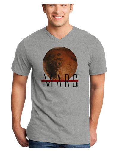 Planet Mars Text Adult V-Neck T-shirt-Mens V-Neck T-Shirt-TooLoud-HeatherGray-Small-Davson Sales