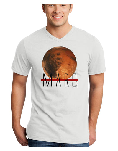 Planet Mars Text Adult V-Neck T-shirt-Mens V-Neck T-Shirt-TooLoud-White-Small-Davson Sales