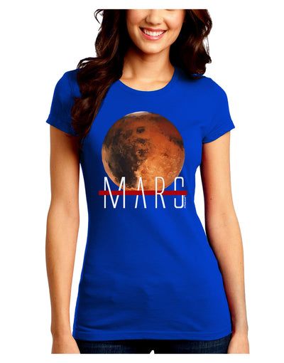 Planet Mars Text Juniors Petite Crew Dark T-Shirt-T-Shirts Juniors Tops-TooLoud-Royal-Blue-Juniors Fitted Small-Davson Sales