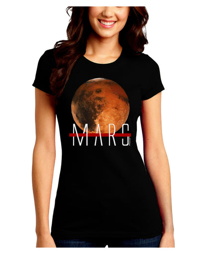 Planet Mars Text Juniors Petite Crew Dark T-Shirt-T-Shirts Juniors Tops-TooLoud-Black-Juniors Fitted Small-Davson Sales