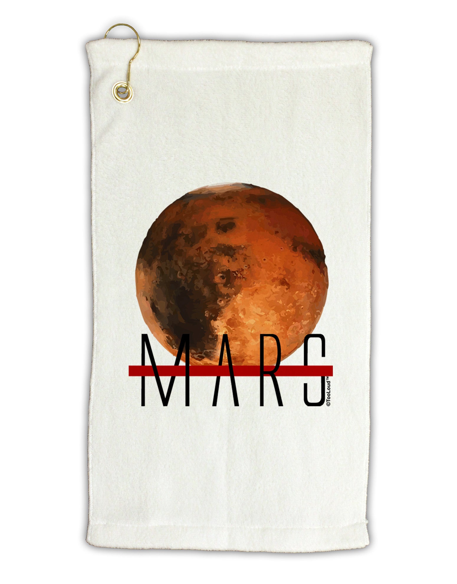Planet Mars Text Micro Terry Gromet Golf Towel 11"x19-Golf Towel-TooLoud-White-Davson Sales