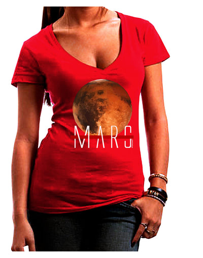 Planet Mars Text Womens V-Neck Dark T-Shirt-Womens V-Neck T-Shirts-TooLoud-Red-Juniors Fitted Small-Davson Sales