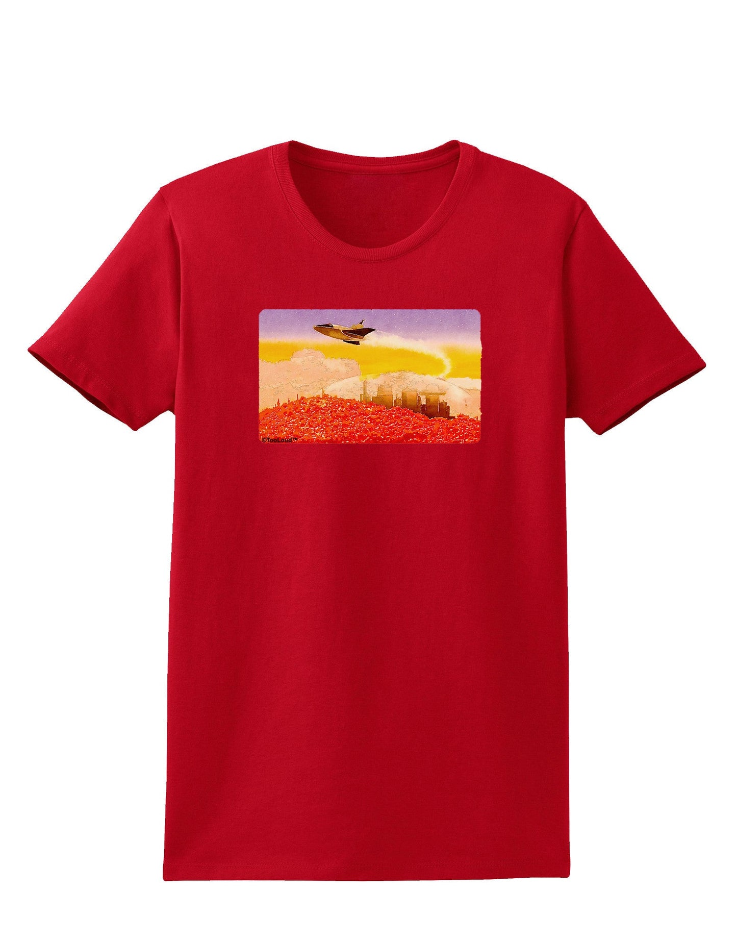 Planet Mars Watercolor Womens Dark T-Shirt-TooLoud-Red-X-Small-Davson Sales