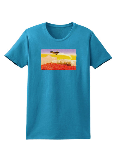 Planet Mars Watercolor Womens Dark T-Shirt-TooLoud-Turquoise-X-Small-Davson Sales