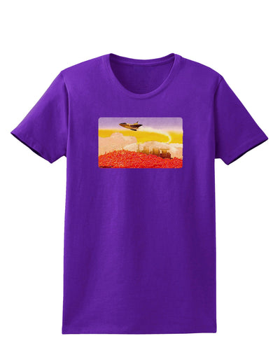 Planet Mars Watercolor Womens Dark T-Shirt-TooLoud-Purple-X-Small-Davson Sales
