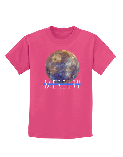 Planet Mercury Text Childrens Dark T-Shirt-Childrens T-Shirt-TooLoud-Sangria-X-Small-Davson Sales