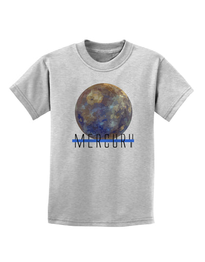 Planet Mercury Text Childrens T-Shirt-Childrens T-Shirt-TooLoud-AshGray-X-Small-Davson Sales