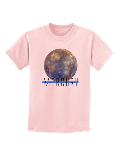 Planet Mercury Text Childrens T-Shirt-Childrens T-Shirt-TooLoud-PalePink-X-Small-Davson Sales