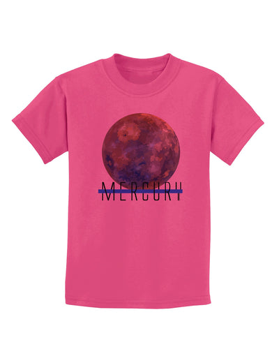 Planet Mercury Text Childrens T-Shirt-Childrens T-Shirt-TooLoud-Sangria-X-Small-Davson Sales