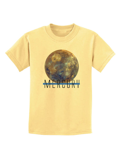 Planet Mercury Text Childrens T-Shirt-Childrens T-Shirt-TooLoud-Daffodil-Yellow-X-Small-Davson Sales