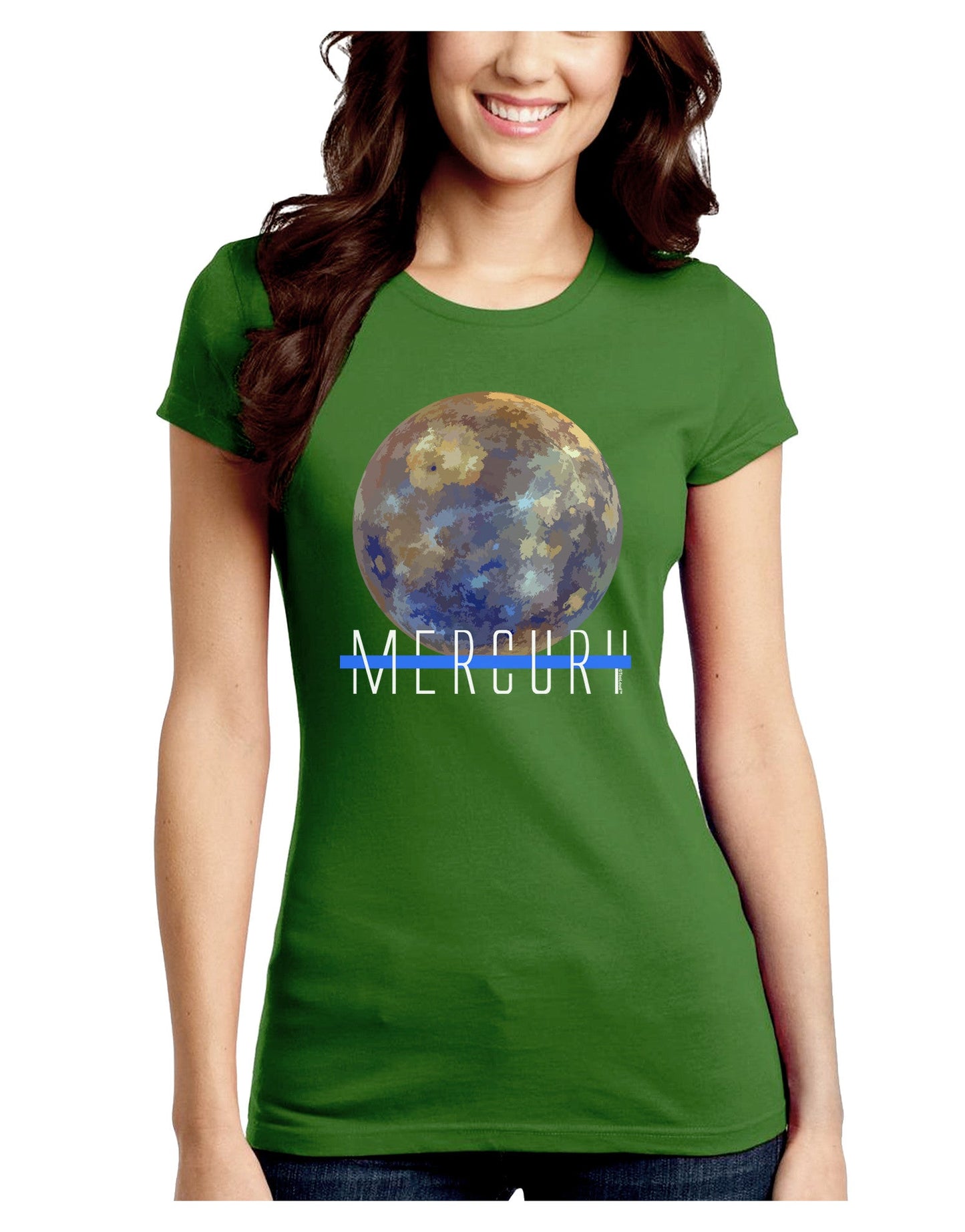 Planet Mercury Text Juniors Petite Crew Dark T-Shirt-T-Shirts Juniors Tops-TooLoud-Kiwi-Green-Juniors Fitted Small-Davson Sales