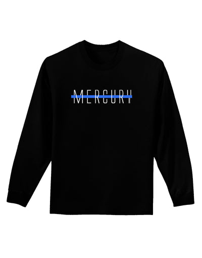 Planet Mercury Text Only Adult Long Sleeve Dark T-Shirt-TooLoud-Black-Small-Davson Sales