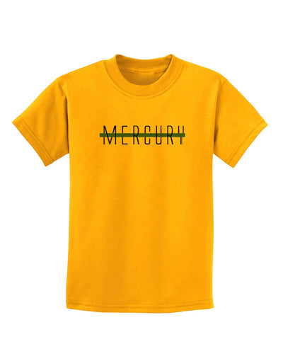 Planet Mercury Text Only Childrens T-Shirt-Childrens T-Shirt-TooLoud-Gold-X-Small-Davson Sales