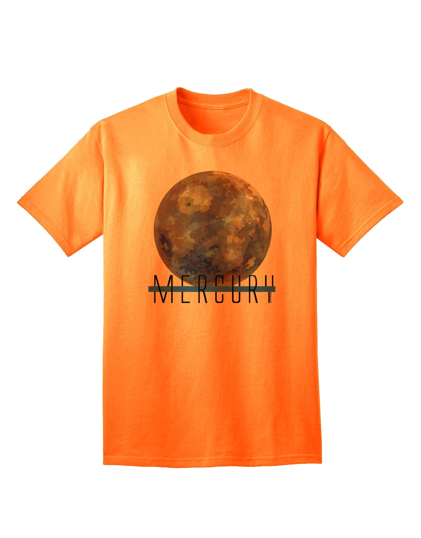 Planet Mercury Text - Premium Adult T-Shirt for Space Enthusiasts-Mens T-shirts-TooLoud-Neon-Orange-Small-Davson Sales