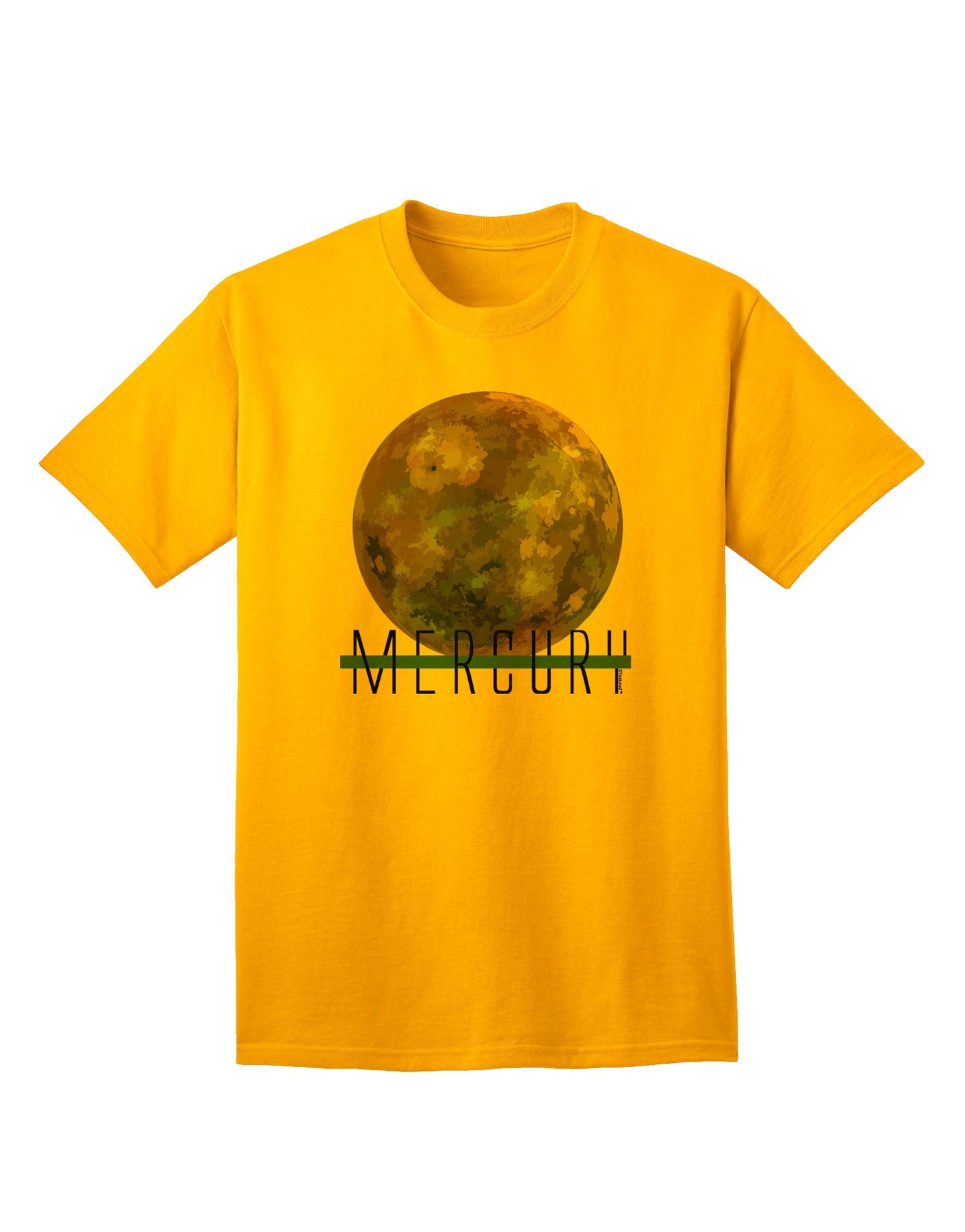 Planet Mercury Text - Premium Adult T-Shirt for Space Enthusiasts-Mens T-shirts-TooLoud-Gold-Small-Davson Sales