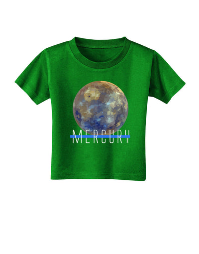 Planet Mercury Text Toddler T-Shirt Dark-Toddler T-Shirt-TooLoud-Clover-Green-2T-Davson Sales