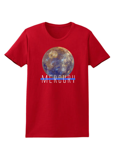 Planet Mercury Text Womens Dark T-Shirt-TooLoud-Red-X-Small-Davson Sales